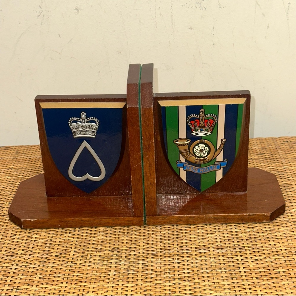 Vintage Royal Marines The King's Own Yorkshire Light Infantry Bookends Brown